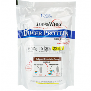 Power Health Power of Nature 100% Whey Power Protein Belgian Chocolate, 100% Πρωτεΐνη Ορού Γάλακτος Με Σύμπλεγμα Ενζύμων Για Καλύτερη Απορρόφηση Των Πρωτεϊνών 500gr