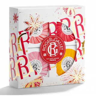 Roger & Gallet Xmas Set 4 Αρωματικά Σαπούνια: Fleur De Figuier 50gr, Gingembre Rouge 50gr, Bois D'Orange 50gr & Rose 50 gr