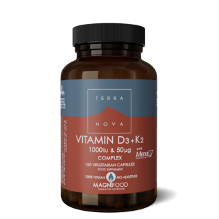 Terranova Vitamin D3 1000iu + K2 (as MenaQ7®) 50μg Complex 100Caps