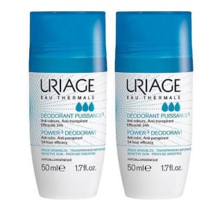 Uriage Deodorant Puissance 3 Roll-On 2 x 50ml Υποαλλεργικό Αποσμητικό