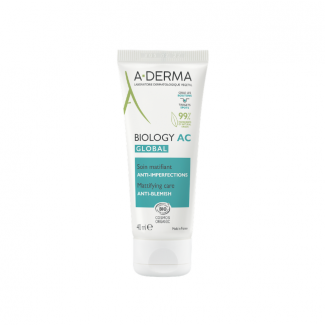 A-Derma Biology AC Global Soin 40ml Ενυδατική Κρέμα κατά των Ατελειών που Χαρίζει Ματ Όψη